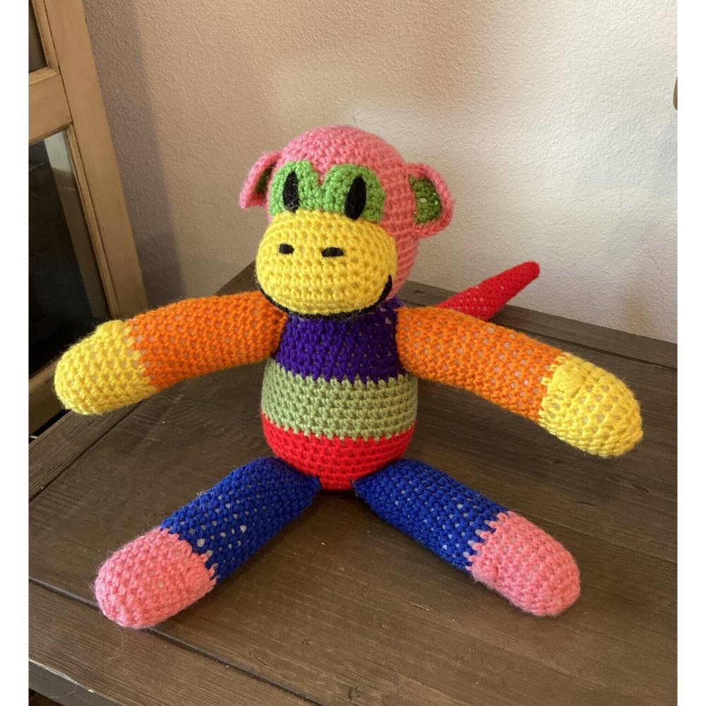Crochet Rainbow Monkey 10” Inches Tall hobbyist